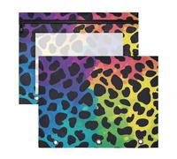 Amooorous Lot de 2 pochettes à crayons en plastique pour classeur à 3 anneaux pour étudiants, étudiants, enseignants, tendance, imprimé léopard arc-en-ciel