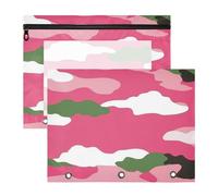 Amooorous Lot de 2 pochettes transparentes pour stylos et lettres A4 - Motif camouflage rouge