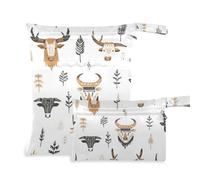 Amooorous Lot de 2 sacs à langer imperméables style bohème simple West Highlander vache pour maillot de bain avec poignées pour piscine, voyage