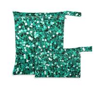 Amooorous Lot de 2 sacs à paillettes vertes pour nageurs - Essentiels de voyage pour bébés - Avec poignées pour piscine et voyage