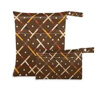 Amooorous Lot de 2 sacs à vêtements carrés marron anti-désordre pour bébé avec poignées pour piscine, garderie