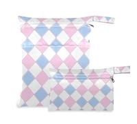 Amooorous Lot de 2 sacs à vêtements humides carrés réutilisables avec poignées pour la piscine, le bain Bleu poudré