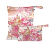 Amooorous Lot de 2 sacs anti-désordre rose doré château de conte de fées pour couches pour bébé avec poignées pour la gym, le yoga