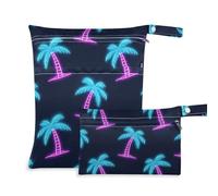 Amooorous Lot de 2 sacs colorés fluorescents pour la plage, les cocotiers, les pièces de tire-lait, les essentiels de voyage pour bébé avec poignées pour la piscine, les couches de bébé