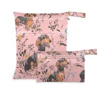 Amooorous Lot de 2 sacs de bain imperméables pour bébé avec poignées pour voyage, yoga et teckel marron