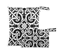 Amooorous Lot de 2 sacs de bain lavables noirs à motif géométrique plat avec poignées pour la salle de sport, les couches de bébé