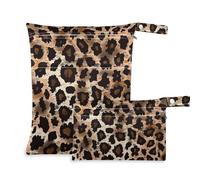 Amooorous Lot de 2 sacs de maillot de bain anti-salissures à imprimé léopard pour bébé avec poignées pour couches de bébé, voyage