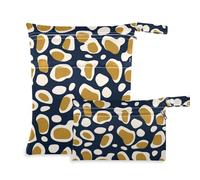 Amooorous Lot de 2 sacs de maillot de bain lavables avec poignées pour le yoga, la piscine et le yoga - Imprimé léopard en fourrure d'animal - Bleu kaki