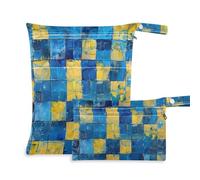Amooorous Lot de 2 sacs de natation carrés imperméables jaunes et bleus avec poignées pour les voyages, couches de bébé