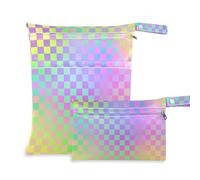 Amooorous Lot de 2 sacs de sport carrés colorés à fermeture éclair avec poignées pour le bain, la plage
