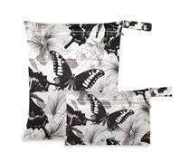 Amooorous Lot de 2 sacs étanches à fermeture éclair pour tire-lait avec poignées pour le bain, les voyages et les bébés Noir/blanc