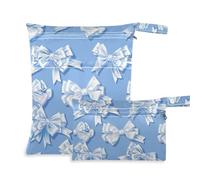 Amooorous Lot de 2 sacs imperméables à nœud simple bleu et blanc pour la plage - Essentiels de voyage pour bébés avec poignées pour la piscine, le bain