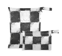 Amooorous Lot de 2 sacs imperméables carrés lavables noirs et blancs pour maillot de bain avec poignées pour salle de sport, plage