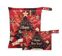 Amooorous Lot de 2 sacs lavables à carreaux rouges de Noël pour nageurs, essentiels de voyage pour bébés avec poignées pour le bain, le bain