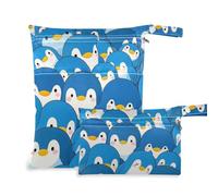 Amooorous Lot de 2 sacs lavables en forme de pingouin mignon avec poignées pour le bain, la garderie, Joli pingouin de dessin animé, 1 size, Décontracté