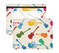 Amooorous Lot de 2 trousses à crayons avec fermeture éclair - Perforatrice à 3 trous pour classeur à 3 anneaux - Fournitures pour enseignants - Fournitures d'université - Beige - Silhouette de violon