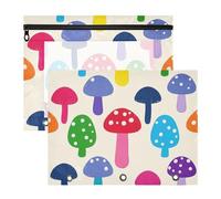 Amooorous Lot de 2 trousses à crayons portables pour papier A4 - Fournitures scolaires - Beige - Silhouette de champignon de dessin animé