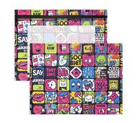 Amooorous Lot de 2 trousses à crayons robustes pour classeur à 3 anneaux pour enseignants, fournitures artistiques, graffiti, art, tendance, jeux, autocollants