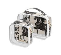 Amooorous Lot de 2 trousses de maquillage transparentes pour homme avec citation culturelle chinoise approuvée par la TSA, Citation culturelle de caractère chinois réussi, 1 size