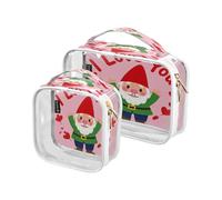 Amooorous Lot de 2 trousses de toilette de voyage décoratives transparentes avec inscription « I Love Your Valentine » - Approuvées par la TSA - Résistantes à l'eau - Conforme aux normes des