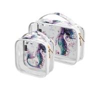 Amooorous Lot de 2 trousses de toilette de voyage décoratives violettes et transparentes approuvées par la TSA - Conforme aux normes des compagnies aériennes - Bolsa de Almacenamiento, Chic Beautiful