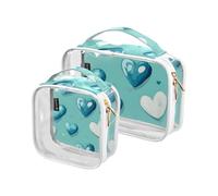 Amooorous Lot de 2 trousses de toilette de voyage transparentes décoratives à suspendre approuvées par la TSA pour la Saint Valentin romantique Vert menthe, Valentine Romantique Vert Menthe Amour,