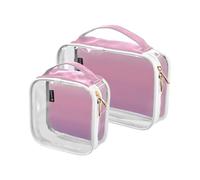 Amooorous Lot de 2 trousses de toilette de voyage transparentes dégradées arc-en-ciel approuvées par la TSA pour femme - Conforme aux normes aéroportuaires et aériennes, Dégradé arc-en-ciel, 1 size