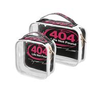 Amooorous Lot de 2 trousses de toilette décoratives transparentes 404 Error Life Not Found Rock Style pour homme, approuvées par la TSA, étanches, trousse de maquillage de voyage pour femme et homme,