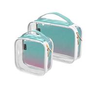 Amooorous Lot de 2 trousses de toilette décoratives transparentes à suspendre - Approuvées par la TSA - Réutilisables - Pour le rasage et le rasage, Blush et Blue Mojito, 1 size
