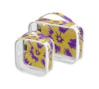 Amooorous Lot de 2 trousses de toilette décoratives transparentes avec teinture sur nœuds pour femme en voyage, approuvées par la TSA - Conforme aux normes des compagnies aériennes - Bolsa de