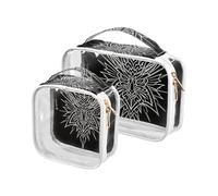 Amooorous Lot de 2 trousses de toilette décoratives transparentes avec totem géométrique abstrait pour femme, approuvées par la TSA - Trousse de voyage transparente pour homme - Kit de rasage Bolsa de