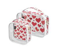 Amooorous Lot de 2 trousses de toilette transparentes en forme de cœur pour homme - Approuvées par la TSA - Trousse de maquillage transparente - Kit de rasage pour homme, Carreaux de buffle en forme
