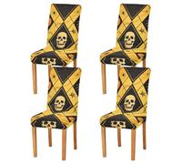 Amooorous Lot de 4 grandes housses de chaise inclinables amovibles pour fête à la maison, hôtel, cérémonie de mariage (4 pièces, citrouilles d'araignée noires et dorées)