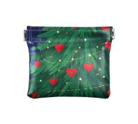 Amooorous Love Green Merry Christmas Tree Porte-monnaie en cuir PU pour femme Mini étui cosmétique mignon pour femme, Arbre de Noël vert Love Merry Christmas, 1 size