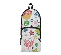 Amooorous Lovely Marine Life Hawaiian Fish Nylon 3 Compartiments Filles Trousse à crayons Multi-usage et esthétique Fermeture Éclair Trousse scolaire Papeterie pour femme Fournitures scolaires 1600 ml