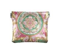 Amooorous Mini porte-monnaie en cuir pour femme Motif floral Rose et vert, Flore de style Moyen-Orient rose et vert, 1 size