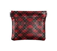 Amooorous Mini porte-monnaie imperméable en cuir PU avec motif écossais pour filles et femmes Motif à carreaux de buffle rouge, Merry Christmas Red Buffalo Plaid Check Scotland, 1 size