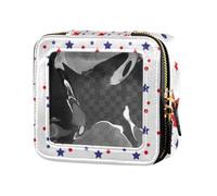 Amooorous Mini trousse de maquillage avec motif patriotique rouge, blanc, bleu transparent - Trousse de toilette pour le vol, Motif patriotique Rouge/blanc/bleu, 1 size