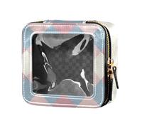 Amooorous Mini trousse de maquillage carrée transparente bleue poudrée - Trousse de toilette portable pour voler, Carré bleu poudré, 1 size