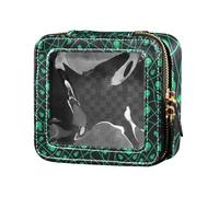 Amooorous Mini trousse de maquillage transparente avec fermeture éclair pour vernis à ongles pour Halloween Vert, Squelette vert d'Halloween, 1 size