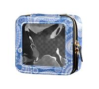 Amooorous Mini trousse de maquillage transparente style ethnique cachemire fleur de cajou jambon tatouage trousse de toilette avec fermeture éclair en cuir organisateur sacs pour voyage, Tatouage au