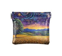 Amooorous Night Sky Countryside Swirling Stars Petit sac à main en cuir imperméable pour femme, ciel nocturne campagne tourbillonnant étoiles, 1 size