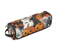 Amooorous Organiseur 2 en 1 pour outils de cheveux avec tapis en fer, sac de rangement pour fer à lisser, fer à friser, sèche-cheveux, organisateur portable pour chiot d'Halloween, Chiot d'Halloween,