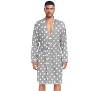 Amooorous Peignoir de bain gris à pois pour homme avec poches pour hommes, chemise de nuit col en V, chemise de nuit pour homme, parachute, peignoir classique pour hôpital L
