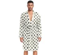 Amooorous Peignoir de bain noir à pois pour homme - Grand peignoir de spa pour homme - Robe de nuit pour homme - En tissu bata Ligera para Hombre pour salle de bain L