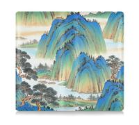 Amooorous Peinture à l'encre chinoise montagne cuir premium assurance voiture et carte d'immatriculation étui portefeuille essentiel pour cartes, permis de conduire document essentiel, Peinture à