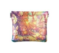 Amooorous Petit porte-monnaie en cuir avec animaux de dessin animé arc-en-ciel Color1 pour femme - Mini trousse de maquillage pour homme et femme, Animaux de dessin animé mignons couleur arc-en-ciel 1