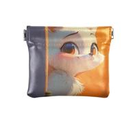 Amooorous Petit porte-monnaie en cuir avec motif renard à fourrure pour filles et femmes, Dessin animé mignon renard poilu peek-a-boo, 1 size