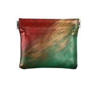 Amooorous Petit porte-monnaie en cuir rouge et vert Silk Road pour femme, Route de la soie rouge et verte, 1 size