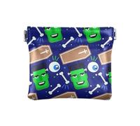 Amooorous Petit sac à main en cuir avec fermoir pour homme et femme Motif cercueil Vert, Globes oculaires cercueil zombie vert Halloween, 1 size